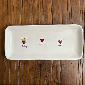 Rae Dunn Darling Amour Love Script Heart Crown Trinket Tray